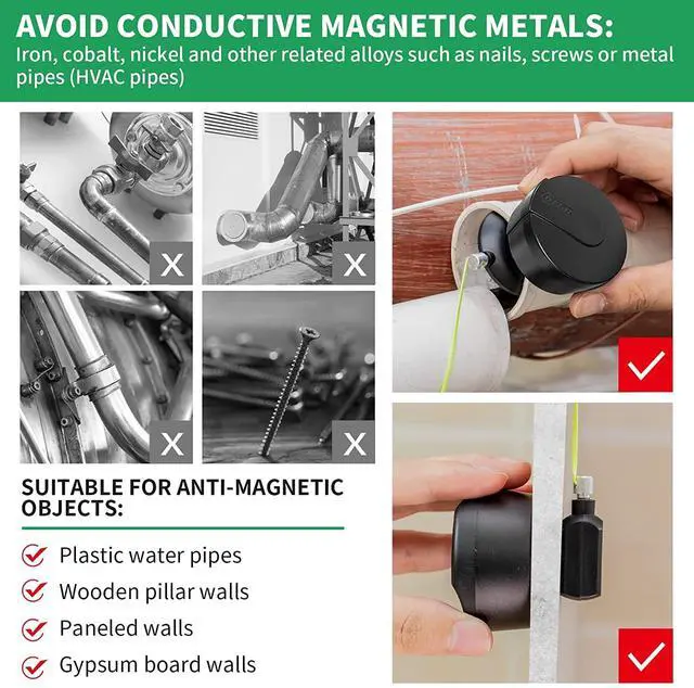 Alt view image 6 of 6 - Magnetic Wiremag Puller,Wire Puller Tool,Fish Tape Wire Pulling System,Wire Cable Wire Fishing Tools Coaxial Electrical Fish Tape Pull Push Kit Behind Indoor Home Office Outdoor Garden Walls