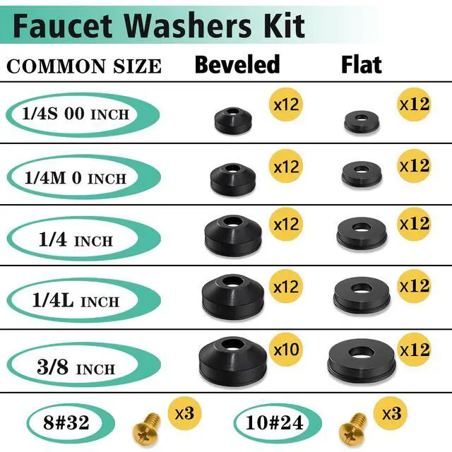 Alt view image 2 of 6 - 158 Pcs Faucet Rubber Washers and Garden Hose Gasket Assortment Kit for Assorted Outdoor Faucets Stem Worn and Plumbing Garden Shower Hose Washer Seal Repair