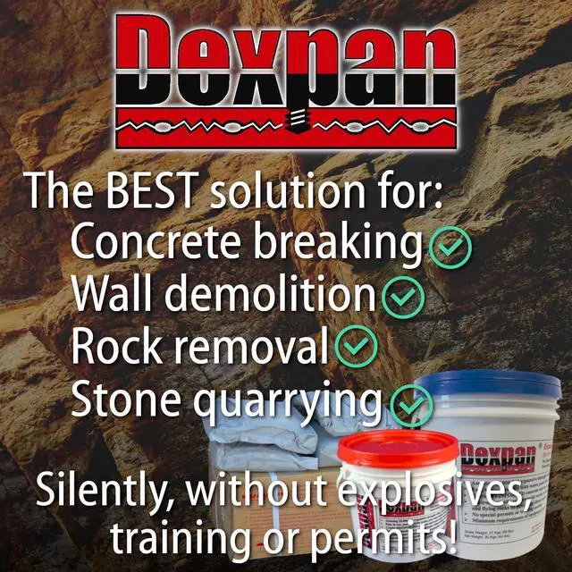 Alt view image 4 of 6 - Expansive Demolition Grout 11 Lb. Bucket for Rock Breaking, Concrete Cutting, Excavating. Alternative to Demolition Jack Hammer Breaker, Jackhammer, Concrete Saw, Rock Drill (Type 1, 77-104° F)