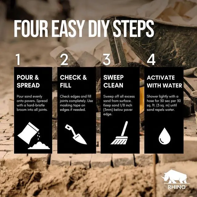 Alt view image 5 of 6 - Rhino Power Bond Plus - Polymeric Sand for Pavers and Stone Joints up to a Maximum of 2 inches. (10 Pound, Slate Gray)