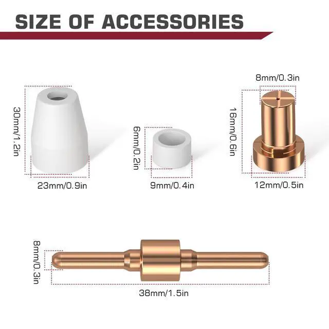 Alt view image 4 of 6 - 110PCS PT31 Plasma Cutting Consumables | Fit CUT-45 CUT-50 CT-312 MIG205MP with Plasma Cutter Torch PT-31 JG-40 LG-40