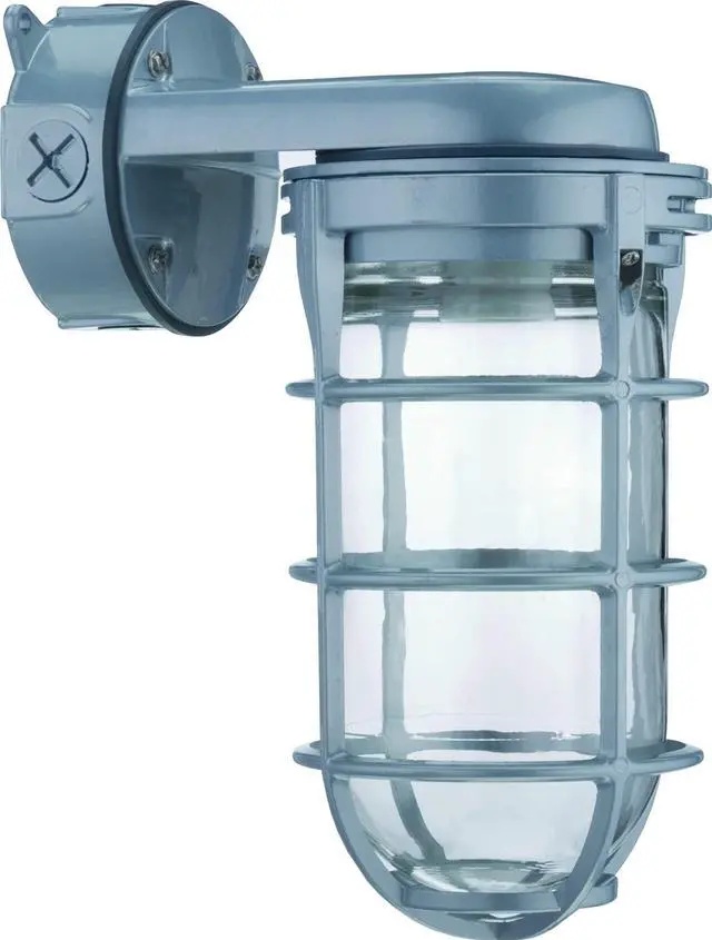 Main image of Incandescent Vapor Tight Jelly Jar Light 150W 120V Grey | Utility Wall Lamp, Industrial Style Wall Light for Indoor and Outdoor Use, Includes Junction Box (VW150I M12)