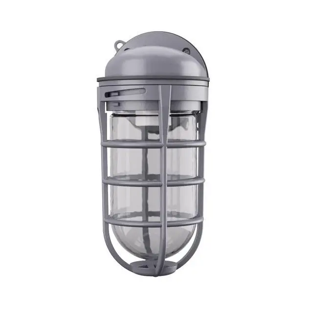 Alt view image 6 of 6 - Incandescent Vapor Tight Jelly Jar Light 150W 120V Grey | Utility Wall Lamp, Industrial Style Wall Light for Indoor and Outdoor Use, Includes Junction Box (VW150I M12)