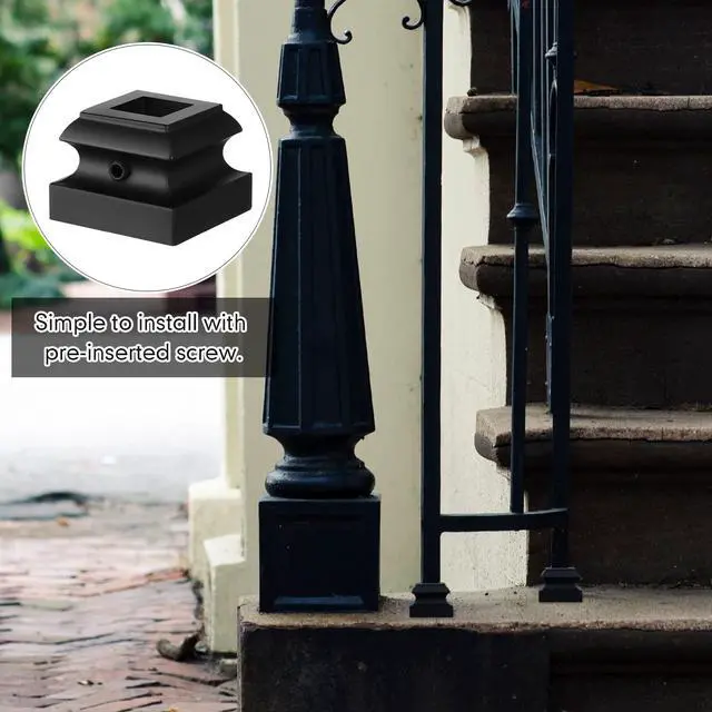 Alt view image 5 of 6 - 48 Pcs Iron Baluster Shoes Stair Flat Shoe with Screw for 1/2 Inch Square Scroll Basket Twist Knuckle Staircase Balusters Metal Spindle Railing, Satin Black