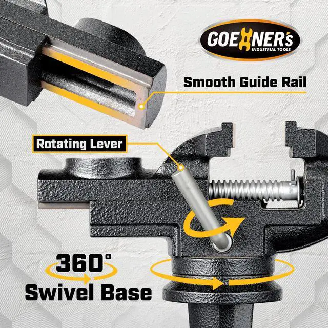 Alt view image 3 of 6 - Table Vise or Bench Vise 3.2 Inch, 360° Swivel Clamp-On Vise Portable Home Vice with Large Anvil for Woodworking, Cutting Conduit, Drilling, Metalworking