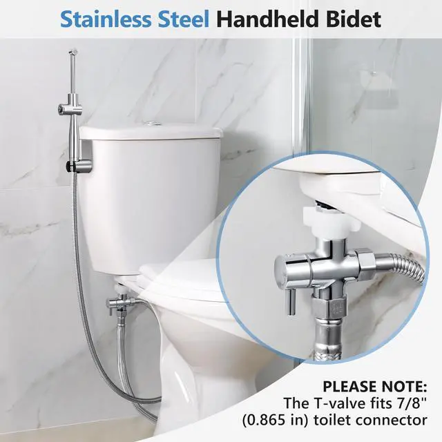 Alt view image 5 of 6 - Handheld Bidet Sprayer for Toilet, Leak-Proof Stainless Steel Bidet Attachment for Toilet, Adjustable Spray Angle & Water Pressure, Toilet Sprayer for Personal Care, Postpartum (Silver)