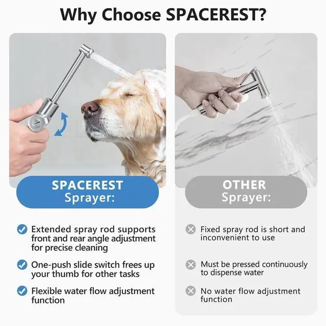 Alt view image 6 of 6 - Handheld Bidet Sprayer for Toilet, Leak-Proof Stainless Steel Bidet Attachment for Toilet, Adjustable Spray Angle & Water Pressure, Toilet Sprayer for Personal Care, Postpartum (Silver)