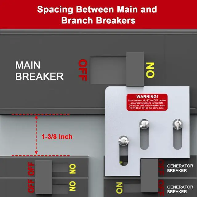 Alt view image 3 of 6 - Generator Interlock Kit Compatible with Square D QO or Homeline 150 or 200 amp panels. 1 3/8 inches Spacing between main and generator breaker, Professional and Interlock Kit (SD200A)