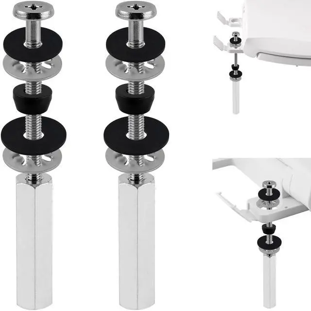 Main image of 2 PCS Universal All-Metal Toilet Seat Bolts, 3 Inch Toilet Screw | Heavy-Duty Toilet Seat Locking Bolt with Steel Downlock Nut & Anti-Slip Gasket, Compatible with Kohler/American Standard/TOTO