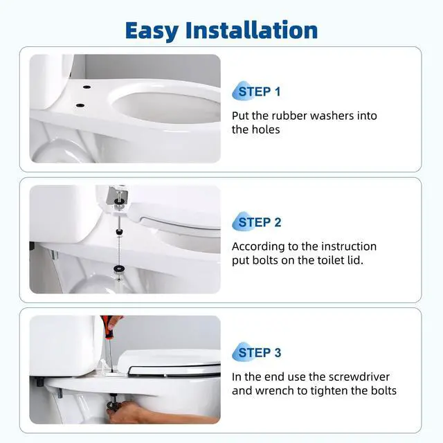Alt view image 5 of 6 - 2 PCS Universal All-Metal Toilet Seat Bolts, 3 Inch Toilet Screw | Heavy-Duty Toilet Seat Locking Bolt with Steel Downlock Nut & Anti-Slip Gasket, Compatible with Kohler/American Standard/TOTO