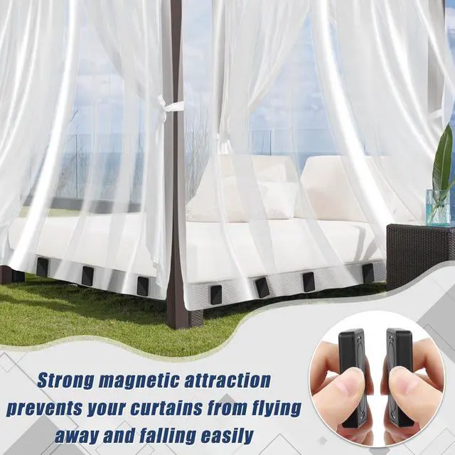 Alt view image 5 of 6 - 18 Pcs Outdoor Curtain Weights, Heavy Curtain Magnets, Waterproof-Black | Heavy Magnetic Drapery Weights, Weighted Outdoor Curtains Bottom, Keeps Curtains Neat, Patio Shower Curtain, Tablecloth, Flag