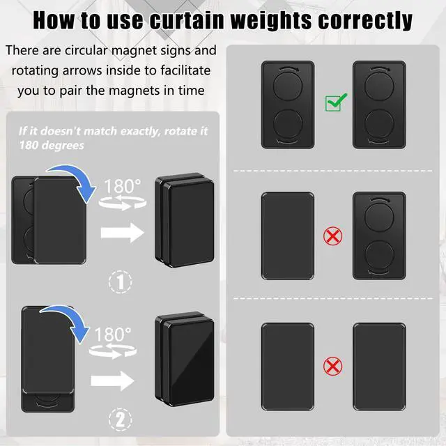 Alt view image 6 of 6 - 18 Pcs Outdoor Curtain Weights, Heavy Curtain Magnets, Waterproof-Black | Heavy Magnetic Drapery Weights, Weighted Outdoor Curtains Bottom, Keeps Curtains Neat, Patio Shower Curtain, Tablecloth, Flag