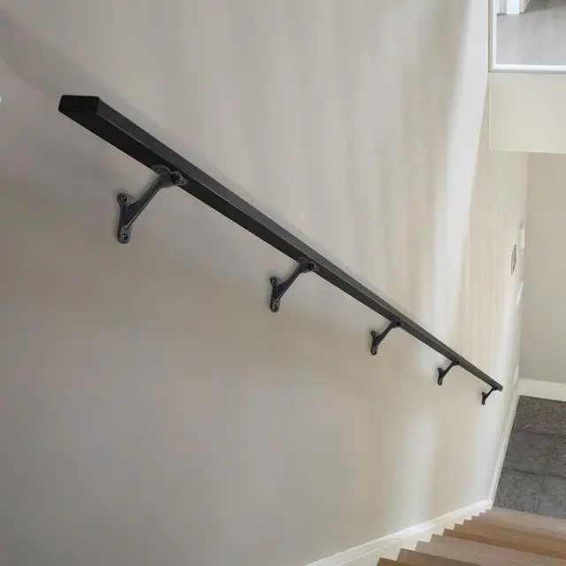 Alt view image 4 of 5 - 6 Pack 3 Inch Matte Black Hand Rail Bracket Heavy Duty Hardware for Stairways, Home or Office Stair Support Handrail Brackets