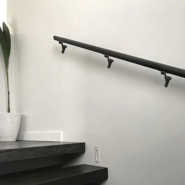 Alt view image 5 of 5 - 6 Pack 3 Inch Matte Black Hand Rail Bracket Heavy Duty Hardware for Stairways, Home or Office Stair Support Handrail Brackets
