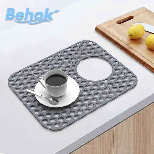 Alt view image 5 of 6 - 2 Pack Silicone Sink Protector Mat for Kitchen Sink Rear Drian Gray | 13-9/16" x 11-5/8" Non-Slip Heat-resistant and Durable Silicone Grid