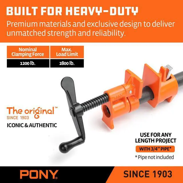 Alt view image 4 of 6 - the Original 2-Pack 50 Pipe Clamp Fixture for 3/4 Inch Black Pipe | Wood Gluing Clamp Fixture for Woodworking Projects, Provides Strong and Precise Clamping Pressure for Secure Joints