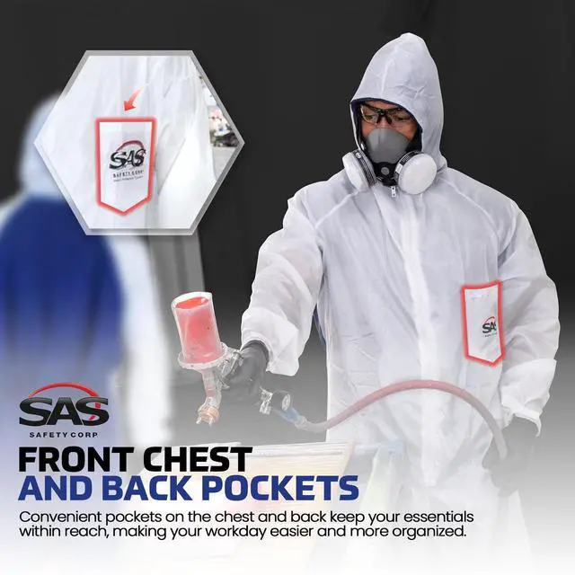 Alt view image 3 of 6 - Safety 6938 Moon suit Nylon Cotton Coverall, Large, White