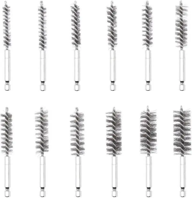 Alt view image 5 of 6 - 00325A Wire Brush Drill Attachments with 1/4-Inch Hex Shank, SAE and MM Brushes Assortment, Mountable on Power Drill or Die Grinder, 38-Piece Set