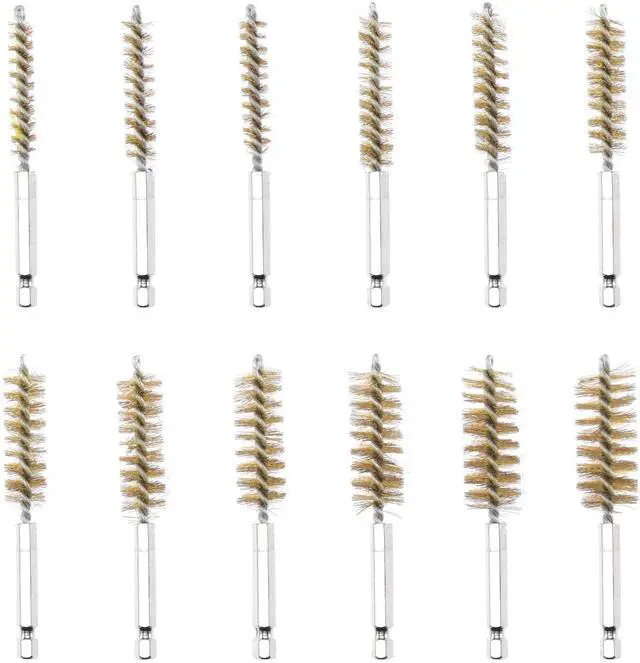 Alt view image 6 of 6 - 00325A Wire Brush Drill Attachments with 1/4-Inch Hex Shank, SAE and MM Brushes Assortment, Mountable on Power Drill or Die Grinder, 38-Piece Set