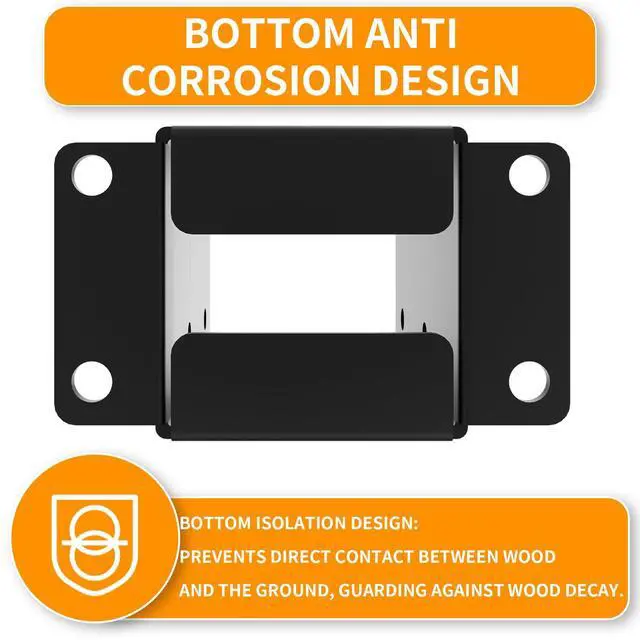 Alt view image 4 of 6 - 4x4 Post Base, Inner Size 3.5x3.5 Inch Fence Post Anchor(4PCS) | Rust-Proof, 13 Gauge, Heavy Duty Solid Steel Black Powder-Coated Railing Post Brackets, for Support Deck, Pergola