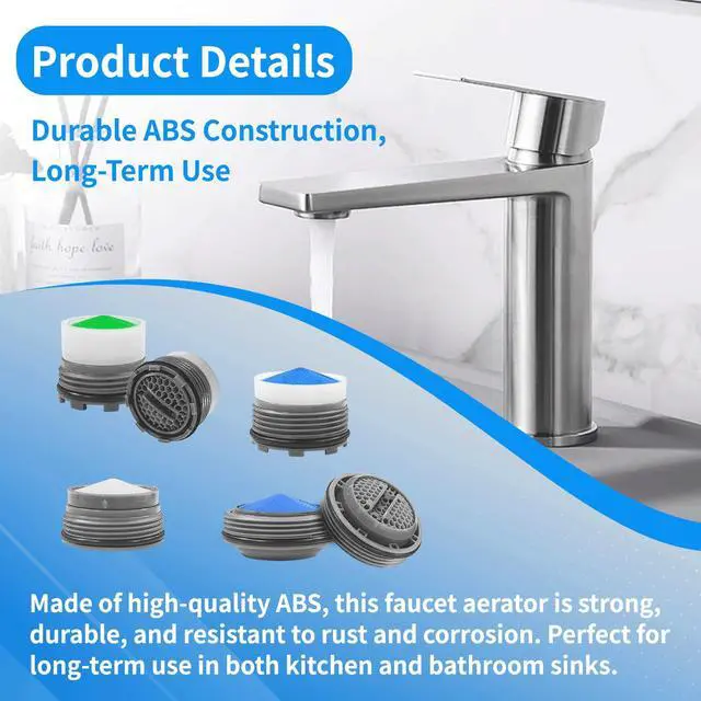 Alt view image 3 of 6 - 36Pcs Faucet Aerator Kit with 5 Sizes Aerator Key Removal Tools, Replacement Sink Tap Flow Restrictor Inserts for Bathroom and Kitchen, M16.5 M18.5 M21.5 M24 mm