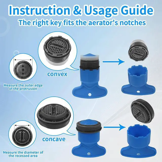 Alt view image 5 of 6 - 36Pcs Faucet Aerator Kit with 5 Sizes Aerator Key Removal Tools, Replacement Sink Tap Flow Restrictor Inserts for Bathroom and Kitchen, M16.5 M18.5 M21.5 M24 mm