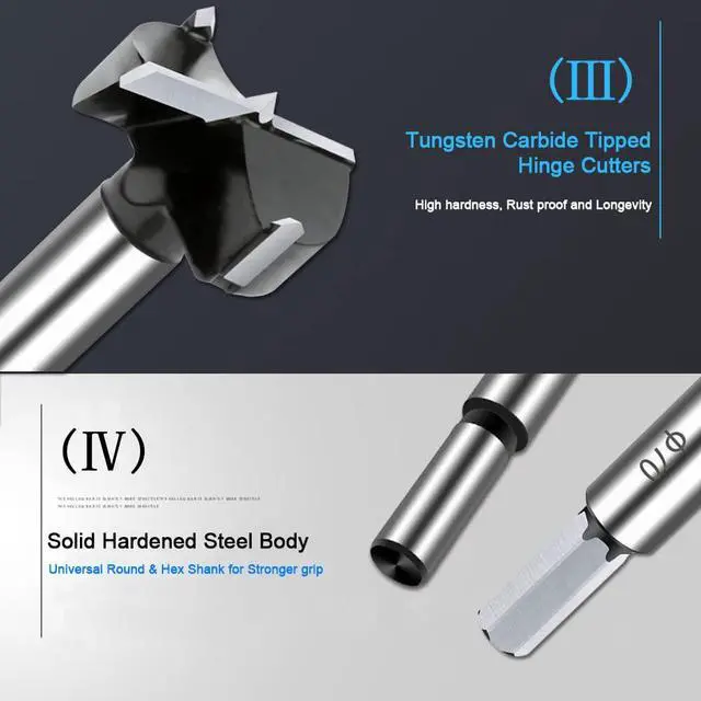 Alt view image 4 of 6 - 3'' Carbide Forstner Drill Bit for Hard Wood,Woodworking Forstner Bit | Carbide Tipped Forstner Bit for Wood, Wood Drilling Bit Hinge Cutter Tool Kit for Wood Plywood Plastic