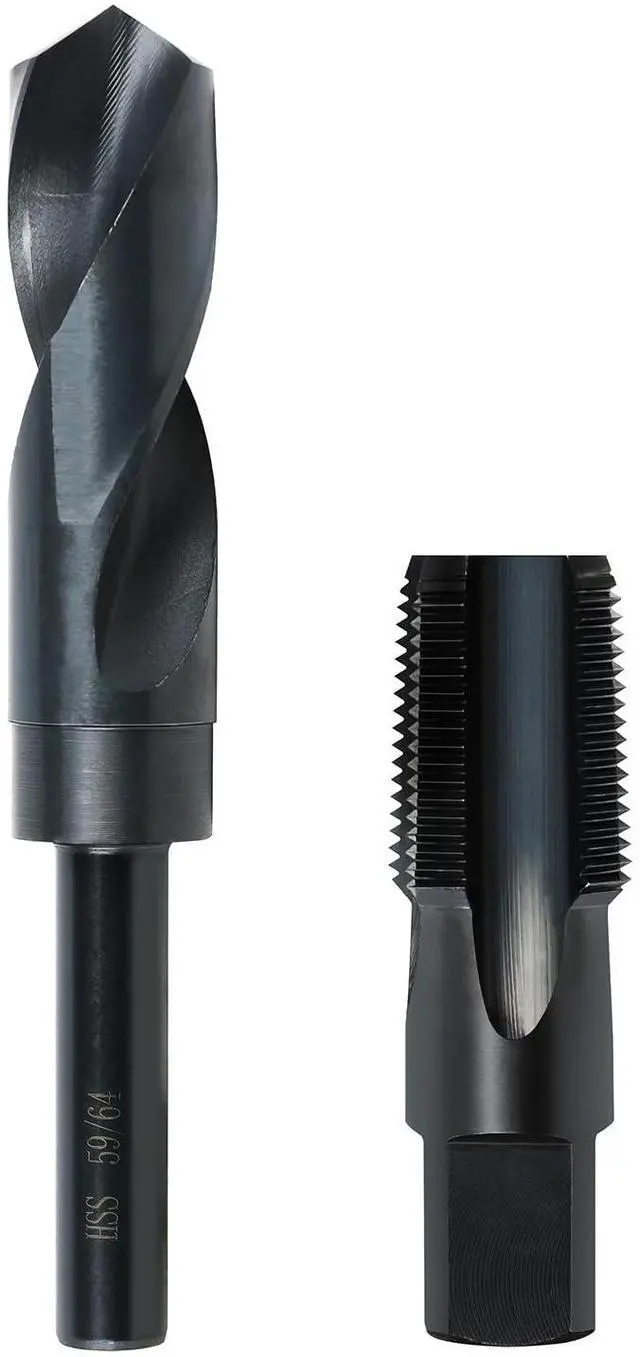 Main image of 3/4-14 NPT Pipe Tap and 59/64" drill Set, Carbon Steel Hand Threading Plumbing Tap Set for Plumbers Mechanics DIY Thread cutting tools