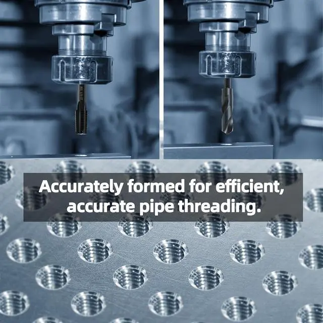 Alt view image 5 of 6 - 3/4-14 NPT Pipe Tap and 59/64" drill Set, Carbon Steel Hand Threading Plumbing Tap Set for Plumbers Mechanics DIY Thread cutting tools
