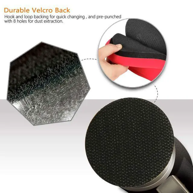 Alt view image 5 of 6 - 1/2/3 Inch Random Orbital Air Sander, Mini Pneumatic Sander for Auto Body Work, High Speed Air Powered Polisher with 15 Polishing Buffing Pads,18 Sandpapers