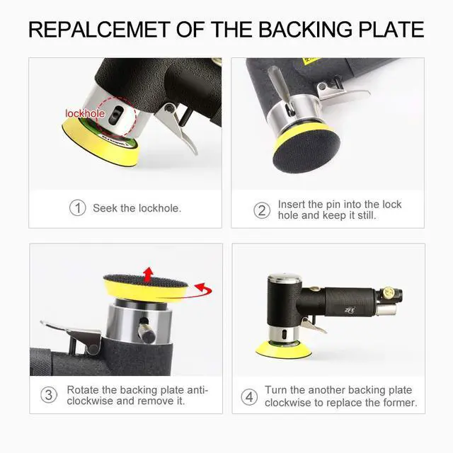 Alt view image 6 of 6 - 1/2/3 Inch Random Orbital Air Sander, Mini Pneumatic Sander for Auto Body Work, High Speed Air Powered Polisher with 15 Polishing Buffing Pads,18 Sandpapers
