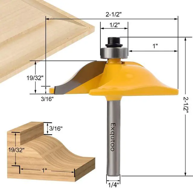 Alt view image 2 of 6 - 3PCS 1/4" Shank Router Bit Set,Raised Panel Cabinet Door Making Router Bits | Cemented Carbide Router Bits, Woodworking Tools Router Door & Window Bits (Tenon Joint Cutter Diameter: 1-5/8")