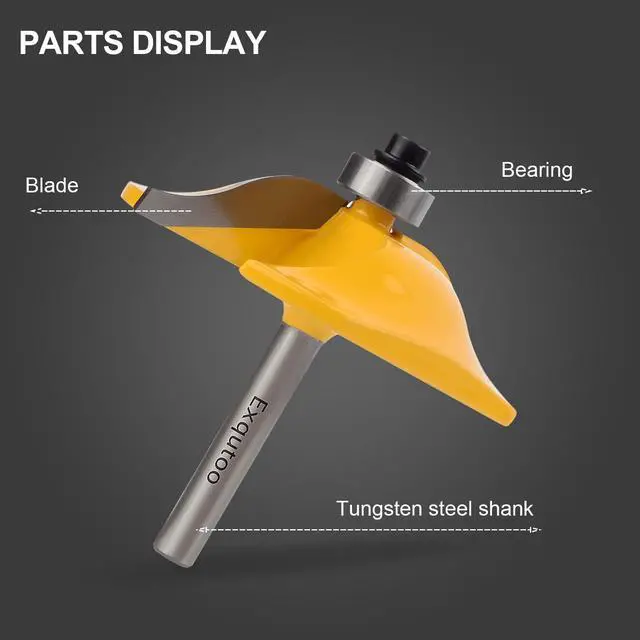 Alt view image 5 of 6 - 3PCS 1/4" Shank Router Bit Set,Raised Panel Cabinet Door Making Router Bits | Cemented Carbide Router Bits, Woodworking Tools Router Door & Window Bits (Tenon Joint Cutter Diameter: 1-5/8")