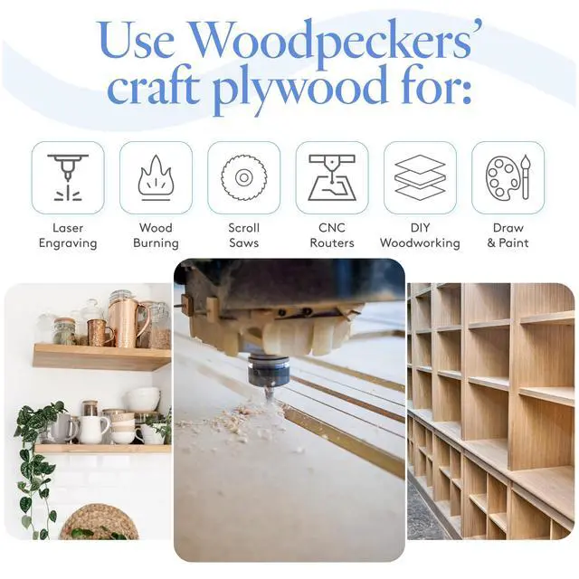 Alt view image 5 of 6 - 3 mm Baltic Birch Plywood 1/8 x 12 x 24 Inch, Box of 6 B/BB Grade Craft Wood, Stronger Than Basswood Sheets, for Laser, CNC Cutting and Wood Burning, by