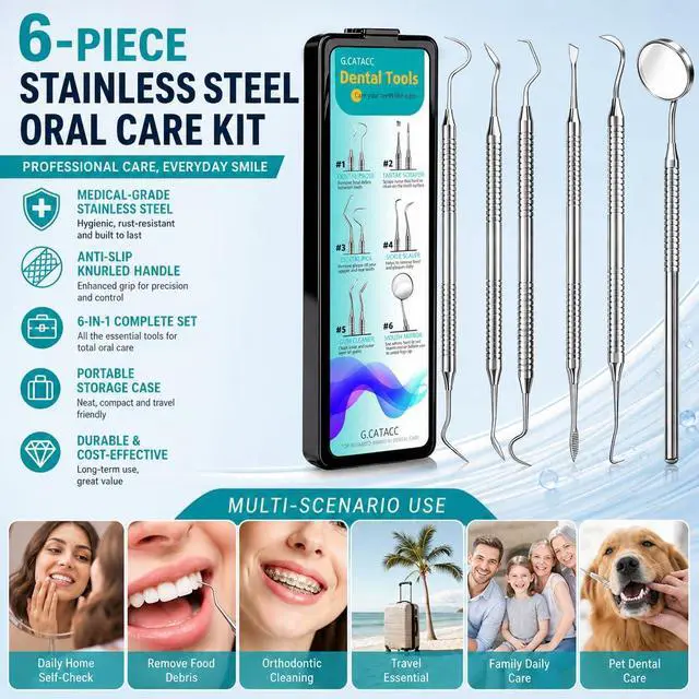Alt view image 2 of 7 - Dental Pick Tools Kit, Tooth Scraper Plaque Tartar Remover