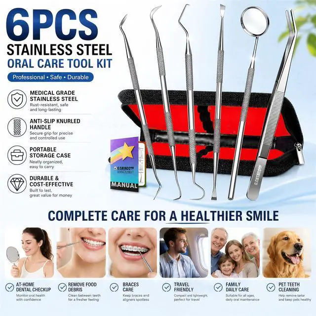Alt view image 2 of 7 - Dental Pick Tools, Plaque Tartar Remover Teeth Cleaning Kit