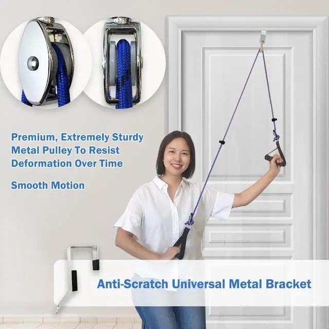 Alt view image 2 of 6 - Shoulder pulley for physical therapy, over-the-door shoulder rehabilitation pulley, door-mounted shoulder rehab pulley, physical therapy door pulley, arm pulley, over-the-door pulley