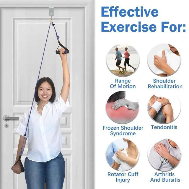 Alt view image 5 of 6 - Shoulder pulley for physical therapy, over-the-door shoulder rehabilitation pulley, door-mounted shoulder rehab pulley, physical therapy door pulley, arm pulley, over-the-door pulley