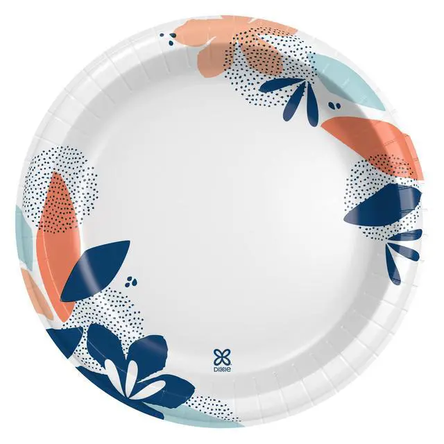 Alt view image 7 of 7 - Large 10-inch paper plates2x stronger*, microwave-safe, leak-resistant, and cut-resistant; disposable plates suitable for everyday breakfast, lunch, and dinner; 54-count (2 packs).