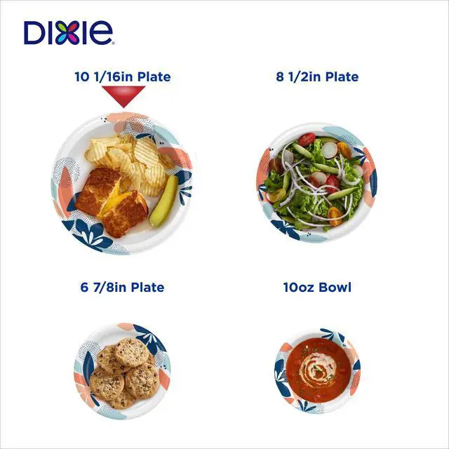 Alt view image 5 of 7 - Large 10-inch paper plates2x stronger*, microwave-safe, leak-resistant, and cut-resistant; disposable plates suitable for everyday breakfast, lunch, and dinner; 54-count (2 packs).