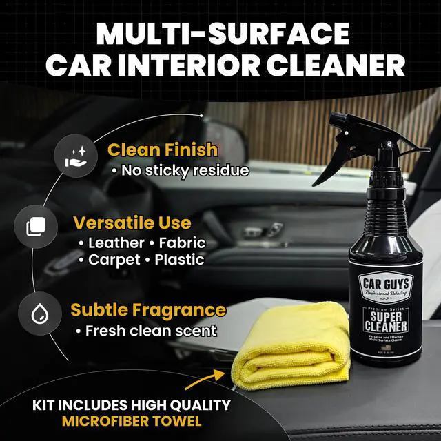 Alt view image 3 of 7 - Powerful Automotive Interior Cleaner | Stain Remover for Car Seats, Carpets, Upholstery, and Leather | 18 oz Kit (Microfiber Towel Included)