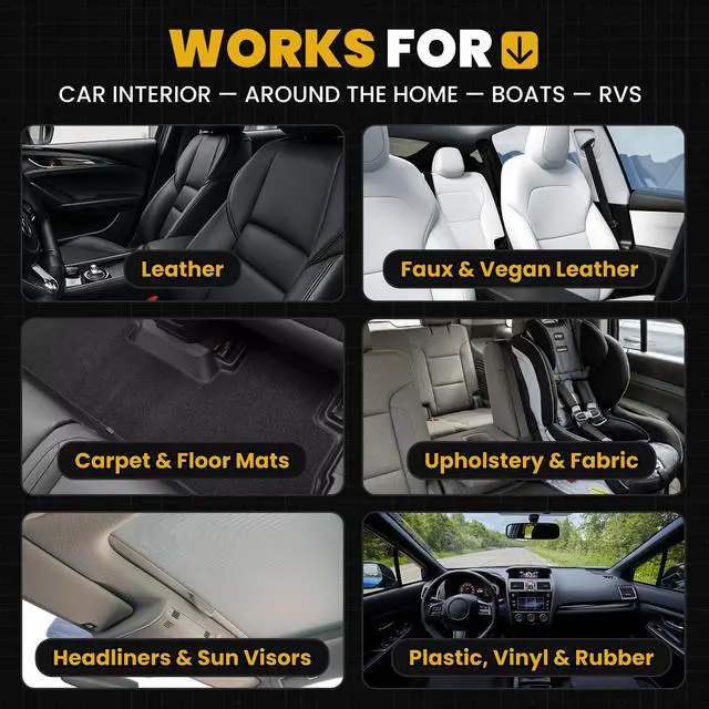 Alt view image 6 of 7 - Powerful Automotive Interior Cleaner | Stain Remover for Car Seats, Carpets, Upholstery, and Leather | 18 oz Kit (Microfiber Towel Included)