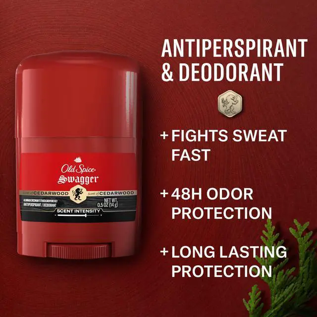 Alt view image 2 of 7 - Men's Antiperspirant & Deodorant, all-day sweat and odor protection, long-lasting freshness, invisible solid, Swagger (Cedarwood scent), trial size, 0.5 oz.