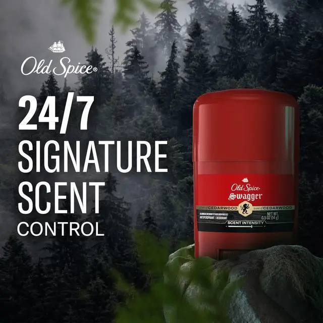 Alt view image 3 of 7 - Men's Antiperspirant & Deodorant, all-day sweat and odor protection, long-lasting freshness, invisible solid, Swagger (Cedarwood scent), trial size, 0.5 oz.