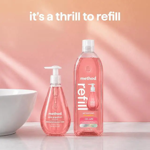 Alt view image 2 of 7 - Gel Hand Soap Refill, Pink Grapefruit Scent, 34 fl oz | Refills up to 3 times; moisturizes and softens skin; designed for gentle daily cleansing; features the scent of pink grapefruit and blood orange