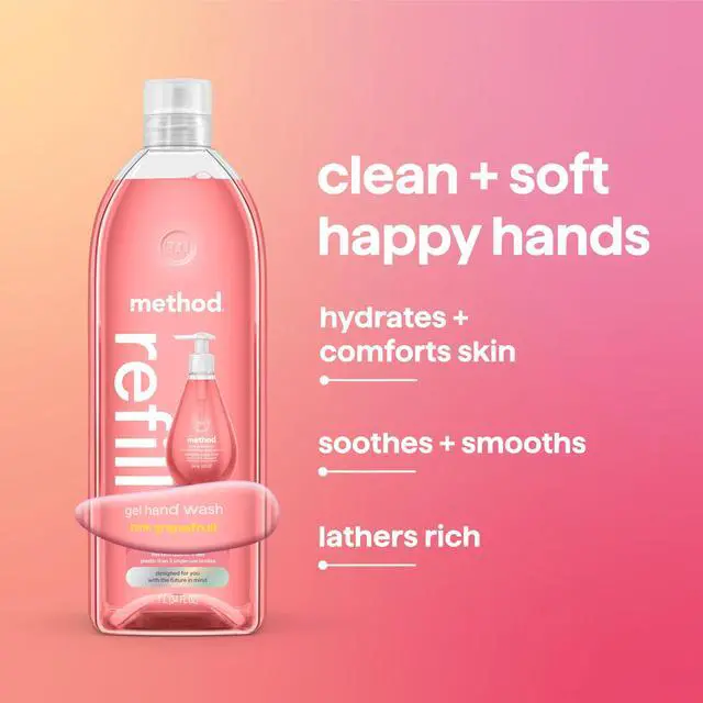 Alt view image 5 of 7 - Gel Hand Soap Refill, Pink Grapefruit Scent, 34 fl oz | Refills up to 3 times; moisturizes and softens skin; designed for gentle daily cleansing; features the scent of pink grapefruit and blood orange
