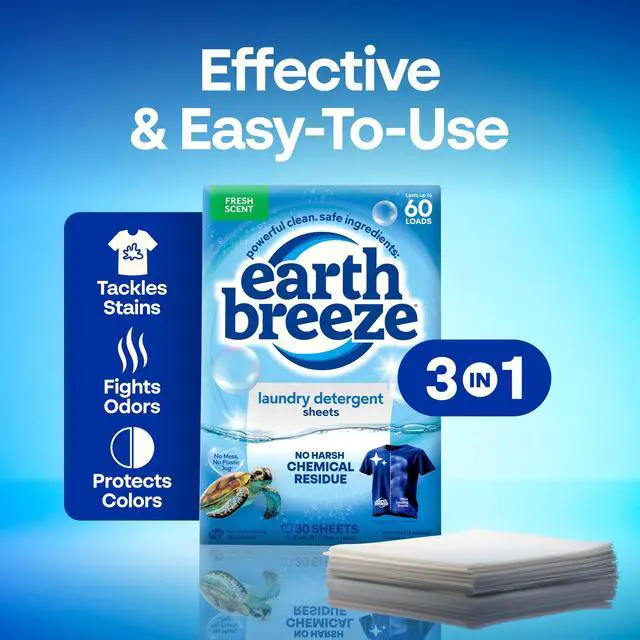Alt view image 4 of 7 - Laundry Sheets (Fresh Scent, 60 Loads) An eco-friendly, liquid-free detergent suitable for both cold and hot water; portable and easy to use. They powerfully remove stubborn stains and odors while r