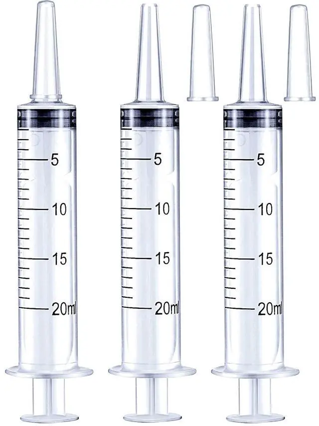 Main image of 20ml Syringe (with cap) Suitable for liquids, oral use, laboratory applications, measuring, and dispensing (Pack of 3)