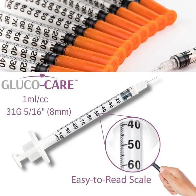 Alt view image 5 of 7 - 1mL Syringe, 31G x 5/16" (8mm), orange cap, 100 count/box | Fine needle tip; suitable for home and laboratory use; transparent barrel with clear, bold graduations; smooth-gliding plunger (with safety