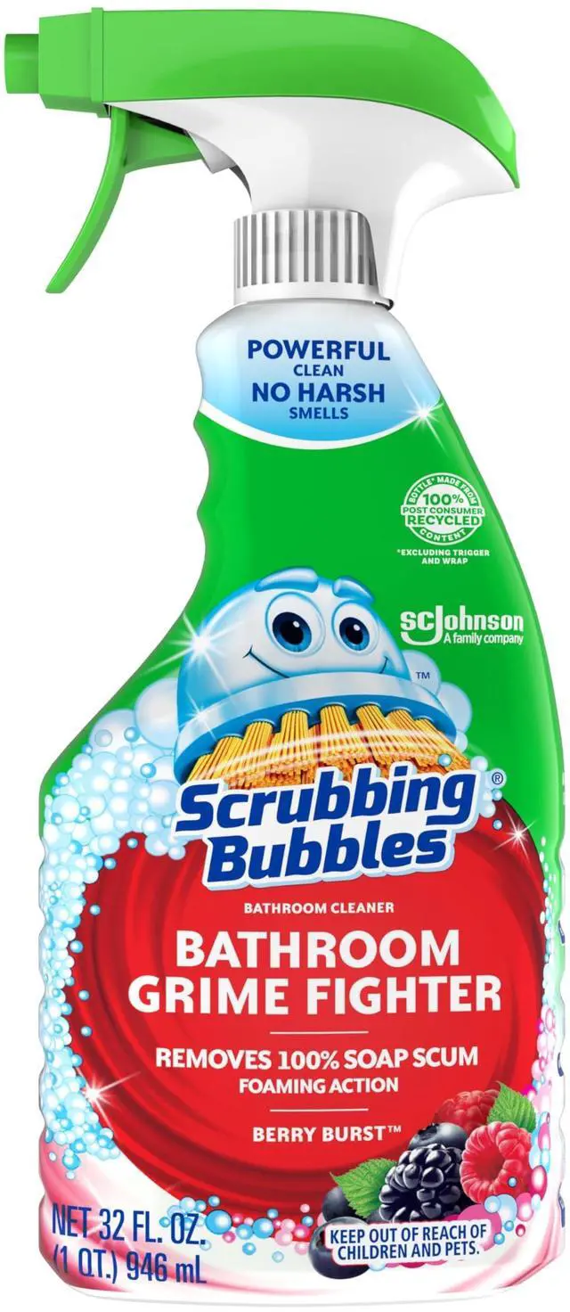Main image of Bathroom and Shower Cleaning Spray, Foaming Bathroom Grime Fighter (Removes Soap Scum), Berry Scent, 32 oz.